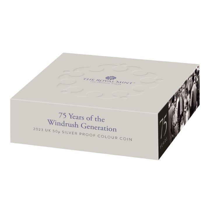 75 de ani ai generației Windrush 50p colorată Argint 2023 Proof