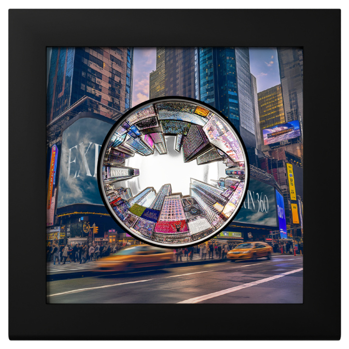 Cook-szigetek: 360°-os kilátás – New York színes 3 uncia ezüst 2025 Proof