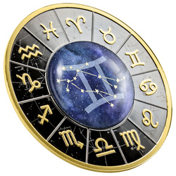 Cameroon: Zodiac Signs - Twins colored, gold plated Silver 2023 Black Proof