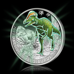 Pachycephalosaurus színes 3 euró réz 2022