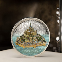 Îles Cook : Mont-Saint-Michel coloré 5 onces d'argent 2023 Proof Ultra High Relief