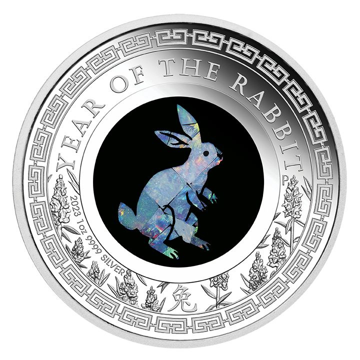 Perth Mint: Lunar III - A nyúl éve 1 uncia ezüst 2023 Proof Opal