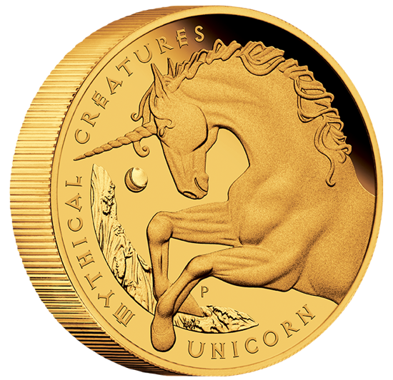 Seres Míticos: Unicornio 5 oz Oro 2021 Proof