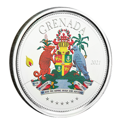 Grenada: Coat of Arms kolorowana 1 uncja Srebra 2021