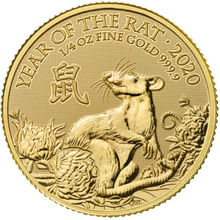 Royal Mint Lunar: Anno del Topo 1/4 oncia d'oro 2020