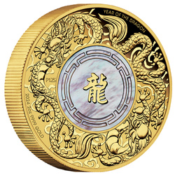Double Dragon with Mother of Pearl 2 oz Gold 2024 Proof Coin