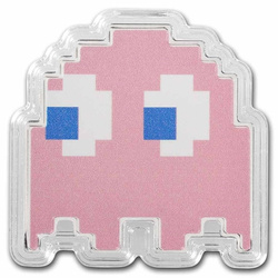 Niue: PAC-MAN GHOST "PINKY" color 1 oz Silver 2022 Proof Shaped Coin (Moneda de Plata 2022)