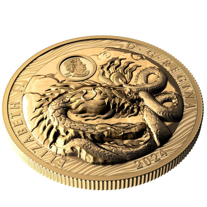 Canada: Anno del Dragone $350 Oro 2024 Proof Extraordinarily High Relief