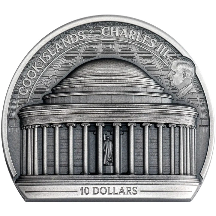 Cook Islands Historical Monuments - Jefferson Memorial 2 oz Argint 2026 Antiqued Ultra High Relief