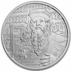 Niue: Icons of Inspiration - Johannes Gutenberg 1 uncja Srebra 2024