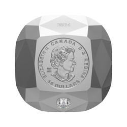 Canada: De Beers Ideal Cut Cushion Diamond$50 Silver 2024 Shaped Matte Proof Coin