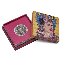 Tuvalu : Frida Kahlo colorée 2 onces d'argent 2024 Antiqued Coin