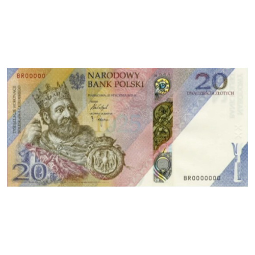NBP bankjegy Bolesław Chrobry koronázásának millenniuma 20 zł 2025