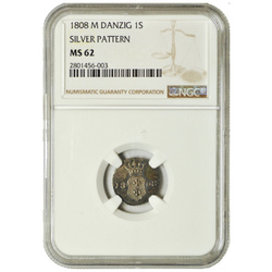 Orașul Liber Gdańsk Șeląg din Gdańsk Argint 1808-M NGC MS62