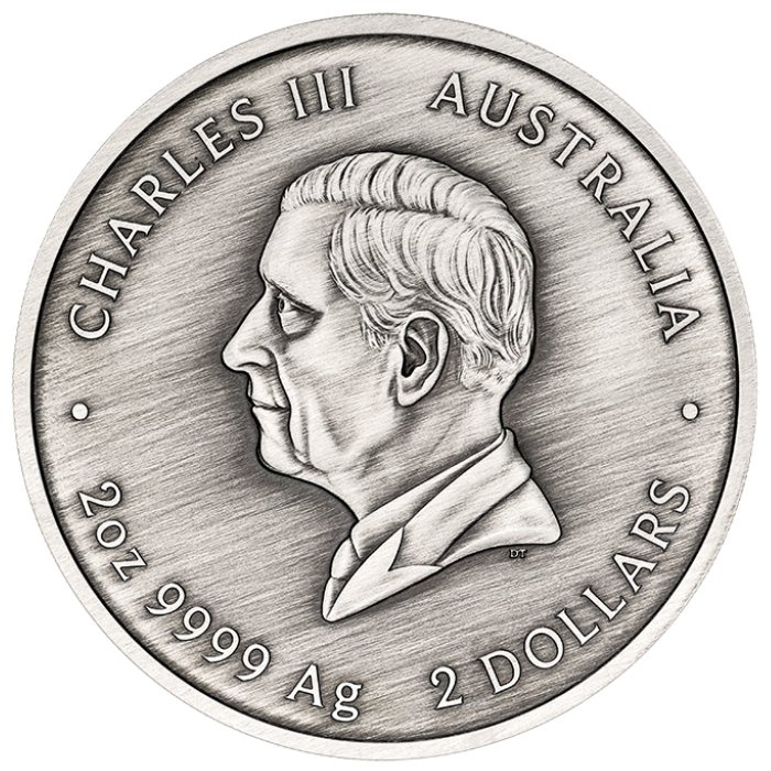 Monedă din argint The Perth Mint: Turtle Yaunati colorată 2 uncii de argint 2026 Antiqued
