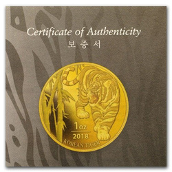 Korean Tiger 1 oz Gold 2018
