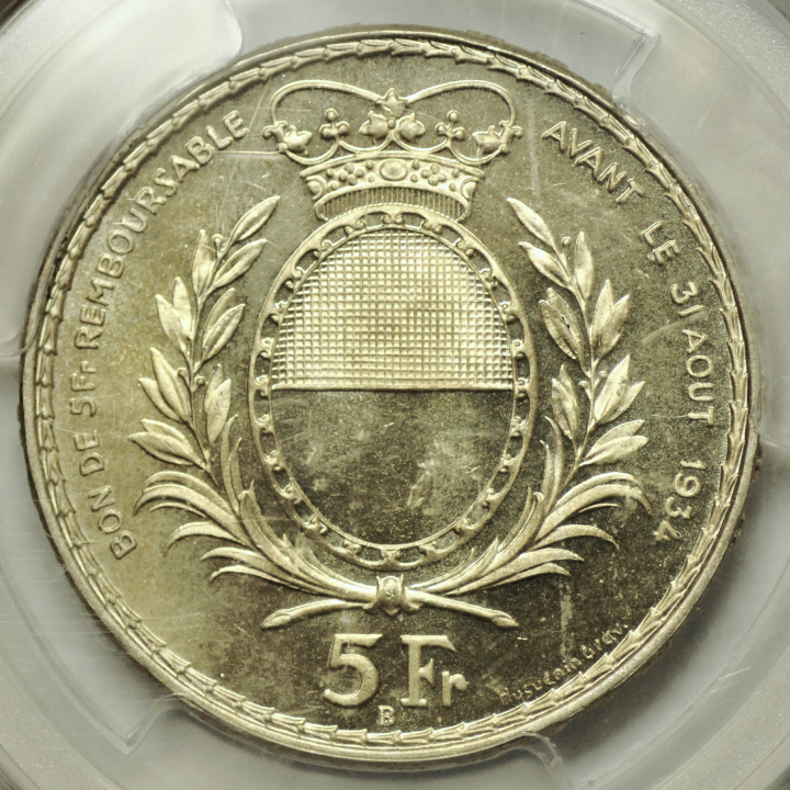 Switzerland: 5 francs Fribourg, SIlver 1934-B PCGS MS66 PL