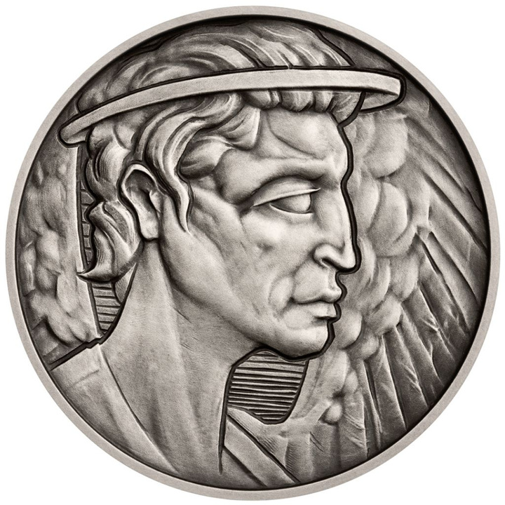 Stříbrná mince Mythological Figures - Angel Stand 1 unce stříbra 2026 Antiqued