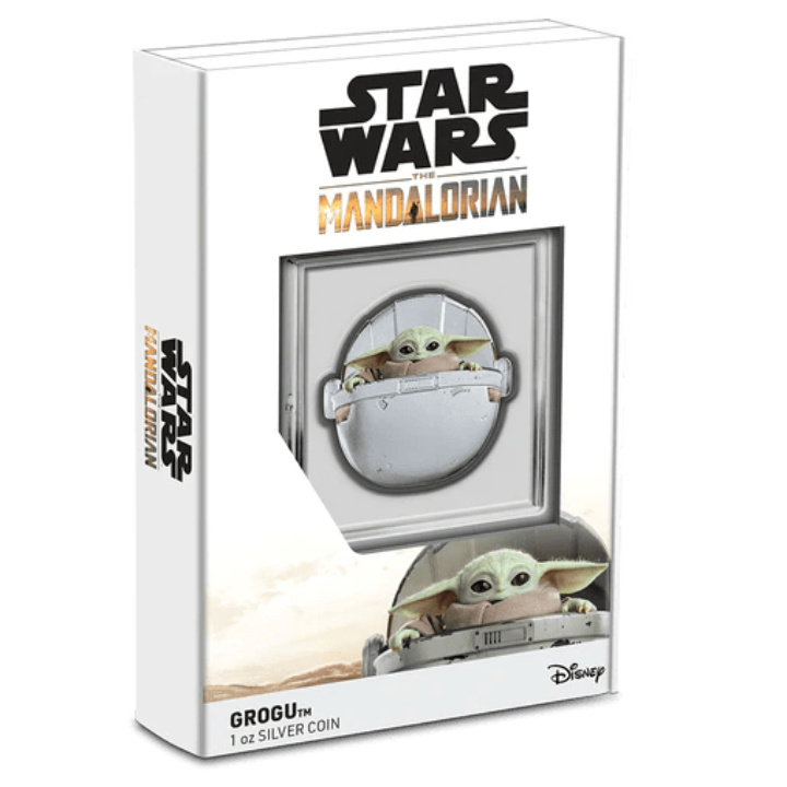 Niue: Star Wars The Mandalorian - Grogu in Pod kolorowany 1 uncja Srebra 2022 Proof