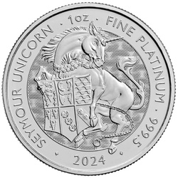 The Royal Tudor Beasts: The Seymour Unicorn 1 oz Platino 2024