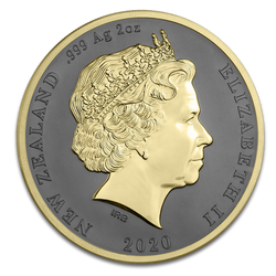 Kiwi (or et ruthénium) 2 onces d'argent 2020 Haut relief