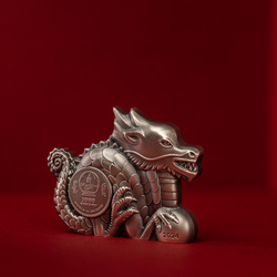 Mongolie : Grand dragon 1 once d'argent 2024 Pièce ultra haute relief antique