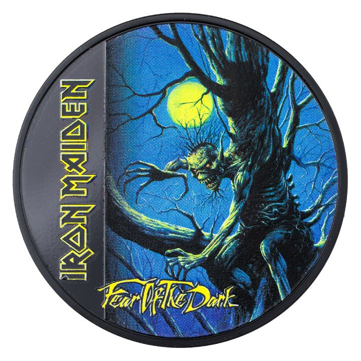 Cook Islands: Iron Maiden – Fear of the Dark coloured 1 oz Silber 2022 Obsidian Black Coin