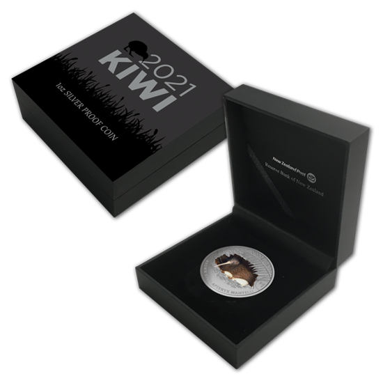 Kiwi de color 1 oz Plata 2021 Prueba