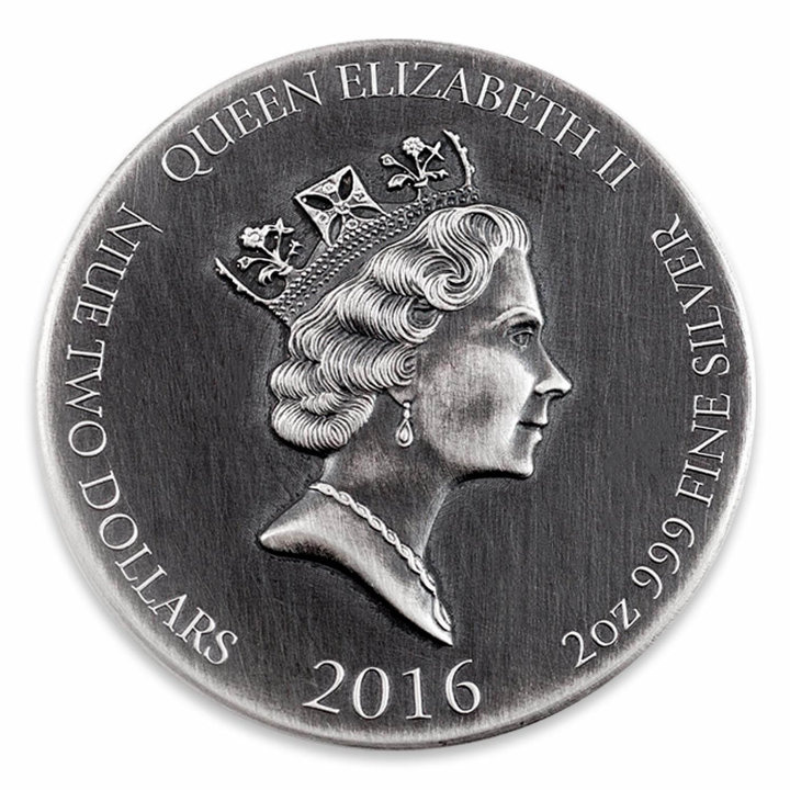 Niue: Biblické motivy – Milosrdný Samaritán 2 unce stříbra 2016 Proof Antiqued Coin