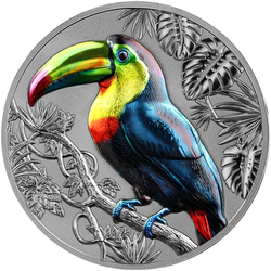 Moneta d'argento Niue: Representatives of the Species - Rainbow Toucan 2 oz 2026 Alto Rilievo