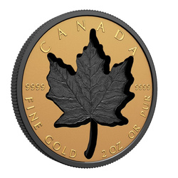 Hoja de Arce Canadiense - Super Incuse 2 oz Oro 2023 Negro Prueba de Rodio