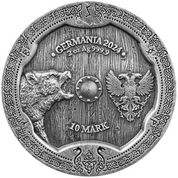 Valkyries : Solveig colorée 2 onces d'argent 2024 Ultra High Relief