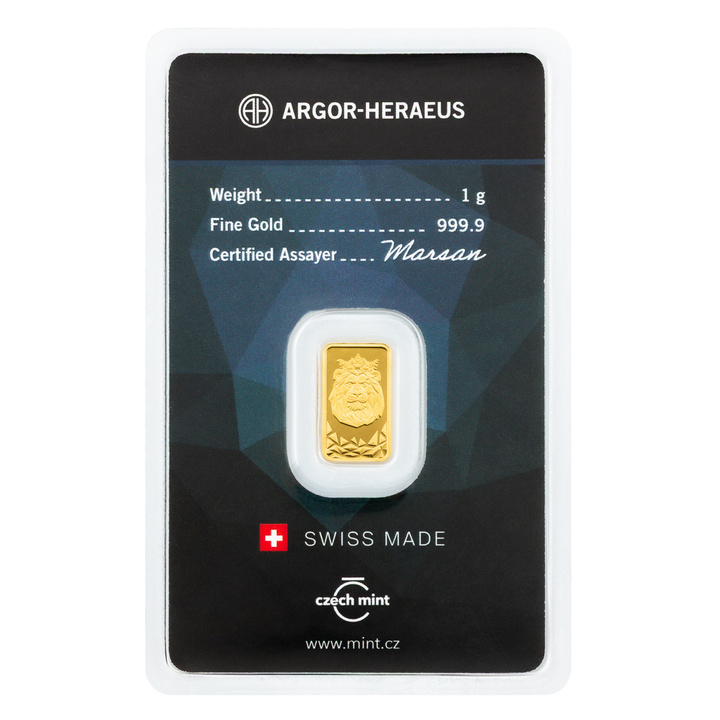 Aranyrúd Czech Mint/Argor Heraeus - Czech Lion 1 gramm Arany