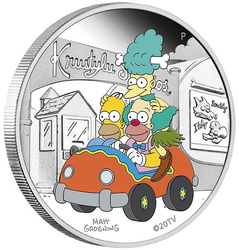 Tuvalu: The Simpson - Krustylu Studios coloured 1 oz Silber 2022 Proof 
