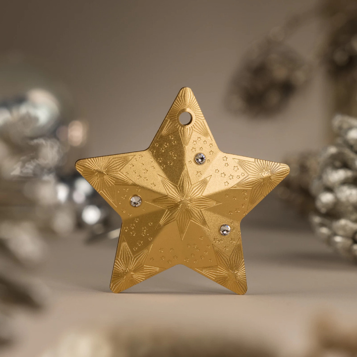 Cook-szigetek: Ünnepi dísz – Csillagos ég aranyozott 1 uncia ezüst 2024 Selyem érme