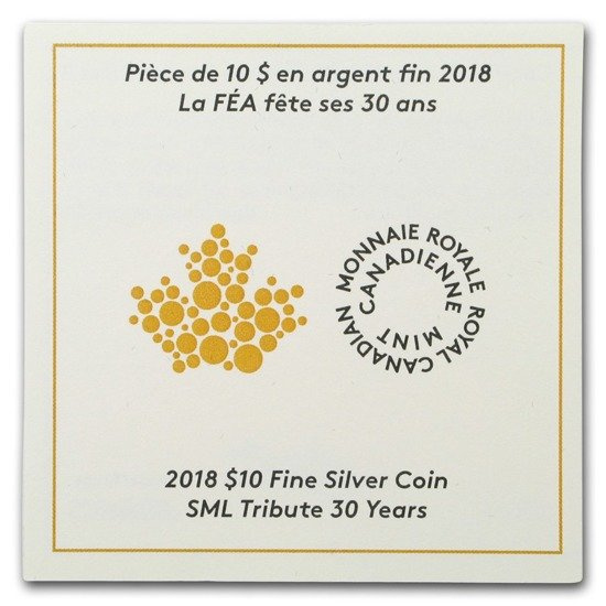 Foglia d'acero canadese 2 once d'argento 2018 (30° anniversario)