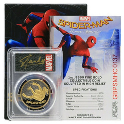 Cook Islands: Spider-Man Homecoming 1 uncja Złota 2017 Black Proof PCGS PR69 DCAM First Day of Issue