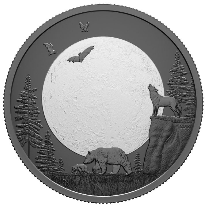 Zestaw Canada: Moon Phases 8 srebrnych monet puzzli 2025 Black Rhodium Reverse Proof