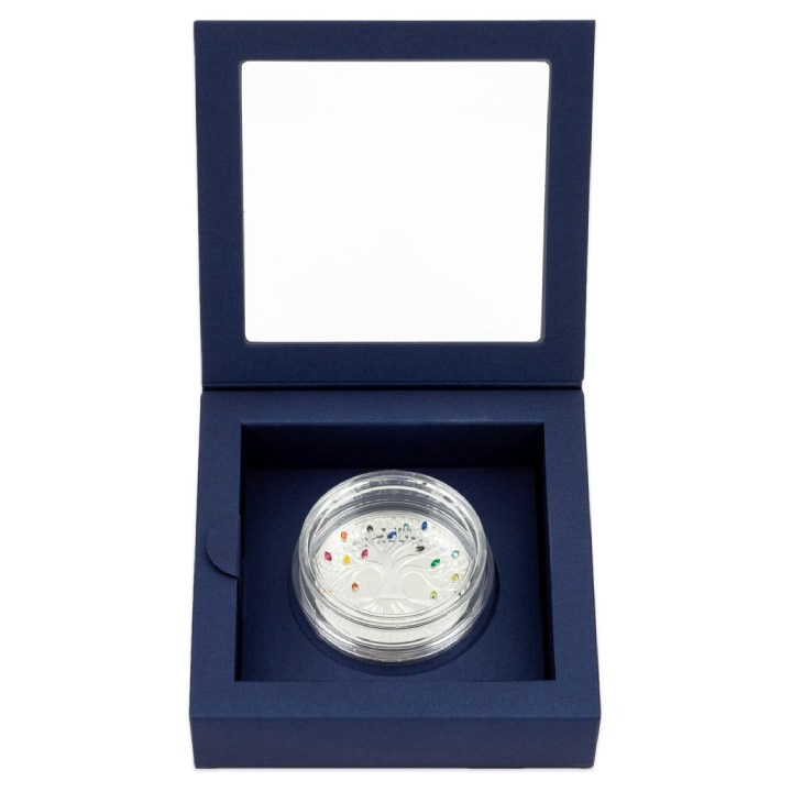 Niue: Moneda de Cristal - Árbol de la Vida "Arco Iris" $2 Srebro 2021 Proof (Expo)