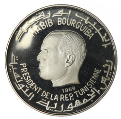 Tunézia: Habib Bourguiba - Hannibal 1 dinár 1969