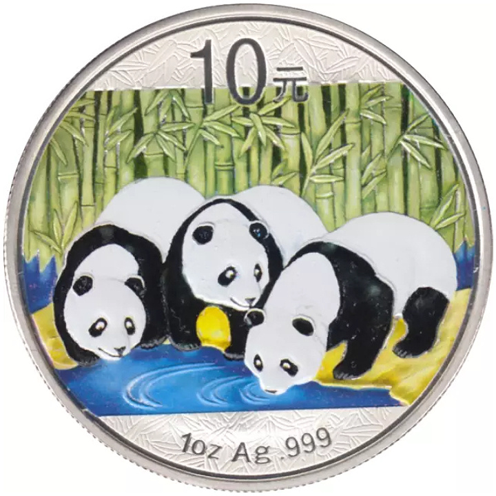 Panda chinois coloré 1 once d'argent 2013