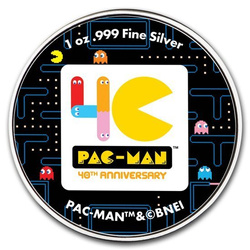 Niue: PAC-MAN 40. évfordulója 1 uncia ezüst 2020 színes Slab