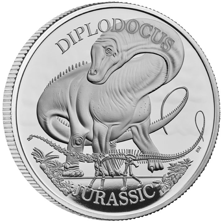 Dinosauri: Esemplari iconici - Diplodocus 1 oncia d'argento 2024 Proof