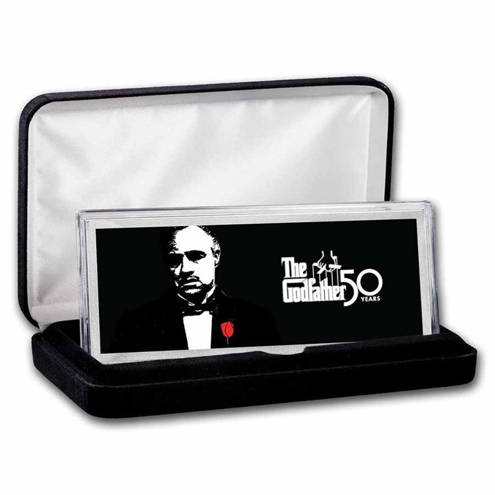 Sztabka The Godfather kolorowany 50. rocznica filmu 4 uncje srebra 2022