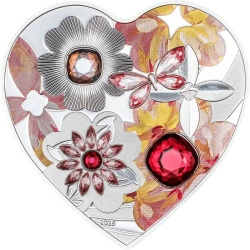 Cookinseln: Brilliant Love – Blossom, koloriert, 20 Gramm Silber, 2026, Crystal Proof