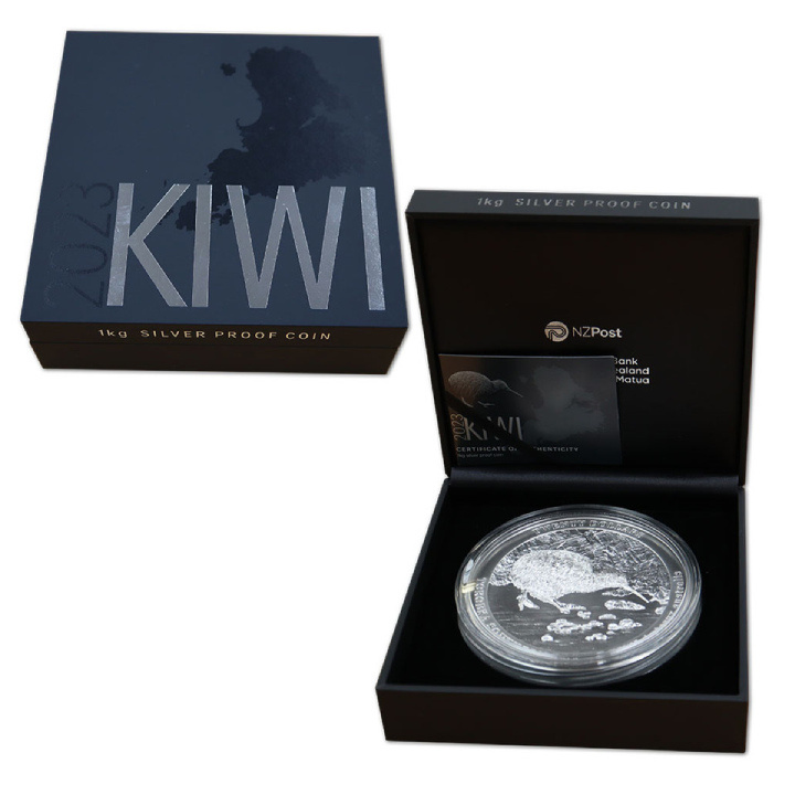 Kiwi 1000 grammi d'argento 2023 Proof