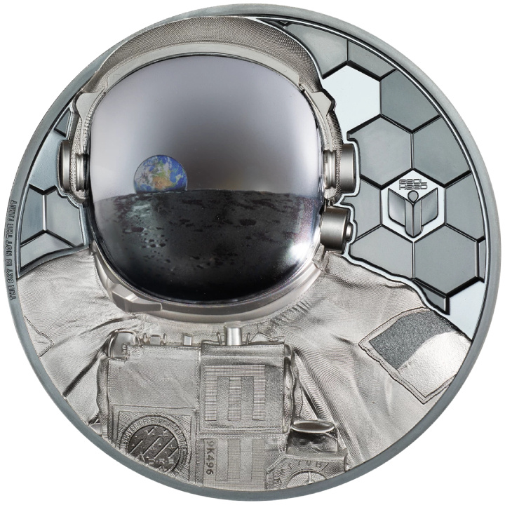 Isole Cook: Real Heroes - Astronauta colorato 1000 grammi d'argento 2024 Black Proof