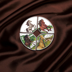 Set of 4 Coins Tuvalu: Year of the Horse Quadrant Coloured 4 x 1 Ounce Silver 2026 Proof