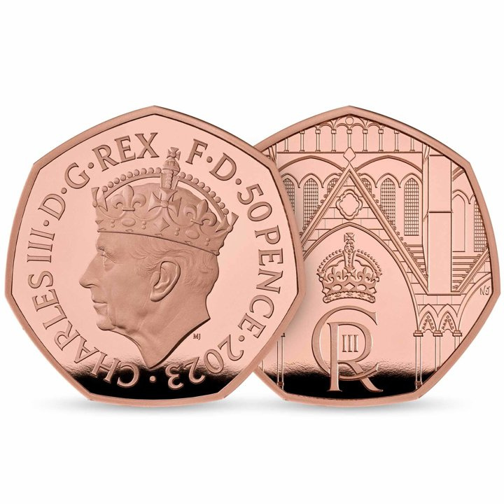 La Coronación de Su Majestad el Rey Carlos III 50p Złoto 2023 Proof