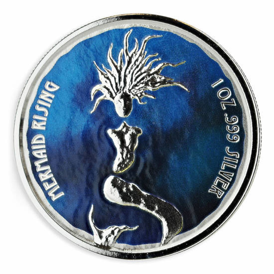 Fiji: Mermaid Rising kolorowany 1 uncja Srebra 2018 Proof